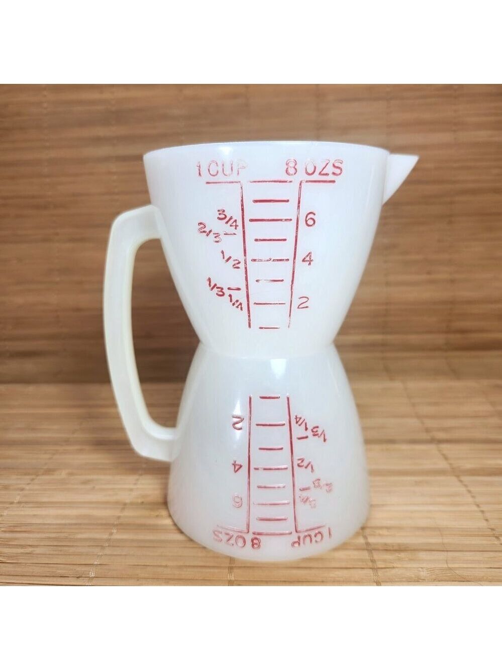 Tupperware Wet Dry Double Measuring Cup 8 oz. Hourglass 2-Sided Vintage 70s